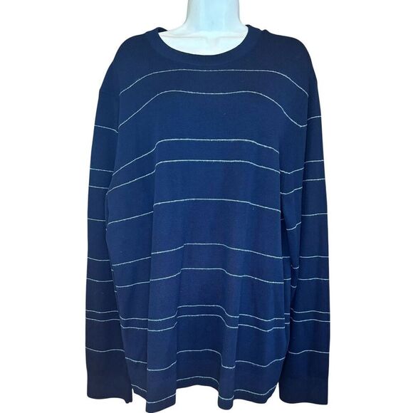Theory Men's Kenny Striped Wool Sweater in Navy Stripes NWT Size XXL - Picture 4 of 8